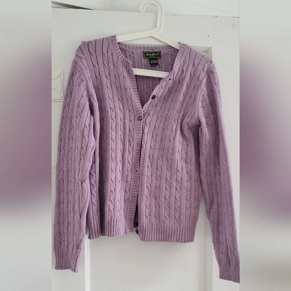 Eddie Bauer Lilac Cable-Knit Women's Cardigan
